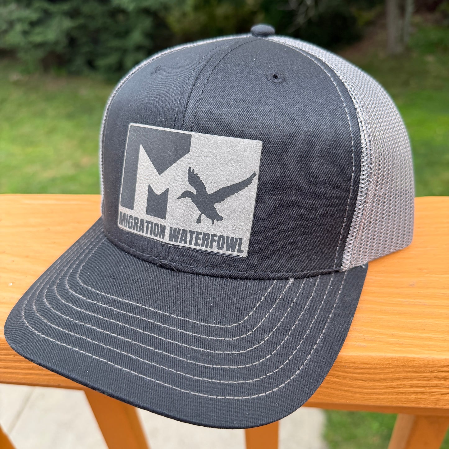 MW Leather Patch Trucker Hat Black/Charcoal