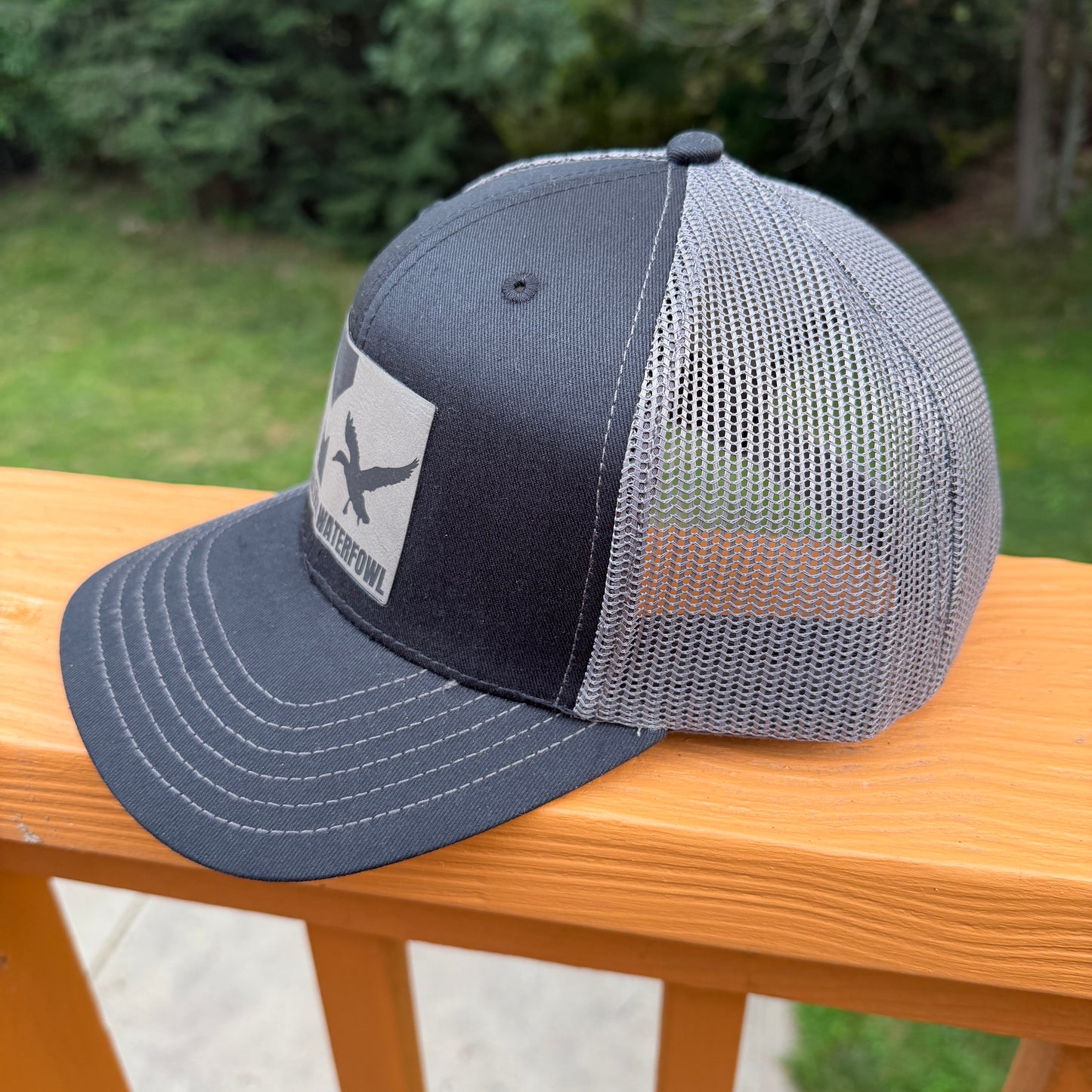 MW Leather Patch Trucker Hat Black/Charcoal
