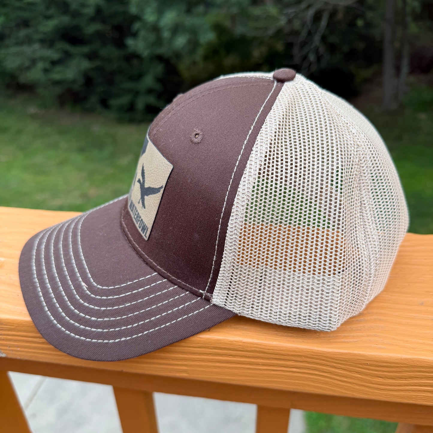 MW Leather Patch Trucker Hat – Brown/Tan
