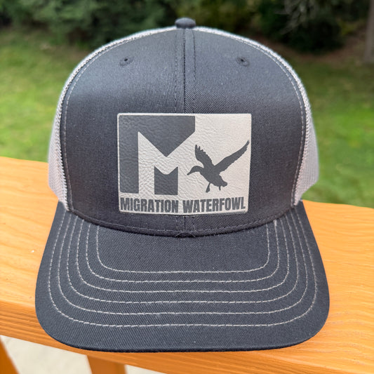 MW Leather Patch Trucker Hat Black/Charcoal
